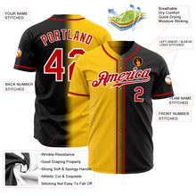 Load image into Gallery viewer, Custom Black Red Yellow-White Authentic Gradient Fashion Baseball Jersey