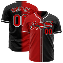 Load image into Gallery viewer, Custom Black Red-White Authentic Gradient Fashion Baseball Jersey