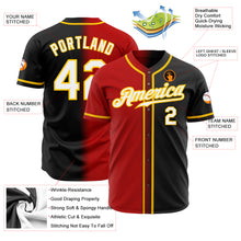 Load image into Gallery viewer, Custom Black White Red-Gold Authentic Gradient Fashion Baseball Jersey