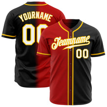 Load image into Gallery viewer, Custom Black White Red-Gold Authentic Gradient Fashion Baseball Jersey