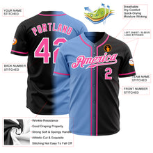 Load image into Gallery viewer, Custom Black Pink Light Blue-White Authentic Gradient Fashion Baseball Jersey