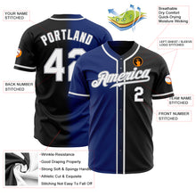 Load image into Gallery viewer, Custom Black White Royal-Gray Authentic Gradient Fashion Baseball Jersey