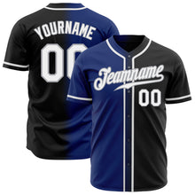 Load image into Gallery viewer, Custom Black White Royal-Gray Authentic Gradient Fashion Baseball Jersey