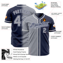 Load image into Gallery viewer, Custom Navy Gray-White Authentic Gradient Fashion Baseball Jersey