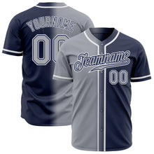Load image into Gallery viewer, Custom Navy Gray-White Authentic Gradient Fashion Baseball Jersey