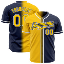 Load image into Gallery viewer, Custom Navy Yellow-White Authentic Gradient Fashion Baseball Jersey