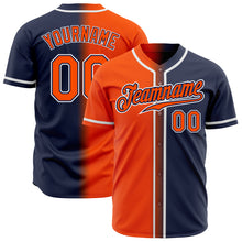 Load image into Gallery viewer, Custom Navy Orange-White Authentic Gradient Fashion Baseball Jersey