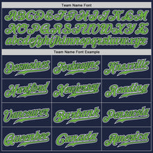 Load image into Gallery viewer, Custom Navy Neon Green-White Authentic Gradient Fashion Baseball Jersey
