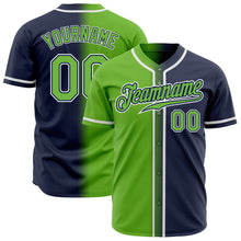 Load image into Gallery viewer, Custom Navy Neon Green-White Authentic Gradient Fashion Baseball Jersey