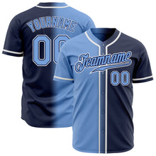 Load image into Gallery viewer, Custom Navy Light Blue-White Authentic Gradient Fashion Baseball Jersey