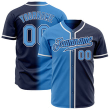 Load image into Gallery viewer, Custom Navy Powder Blue-White Authentic Gradient Fashion Baseball Jersey