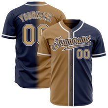 Load image into Gallery viewer, Custom Navy Old Gold-White Authentic Gradient Fashion Baseball Jersey
