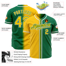 Load image into Gallery viewer, Custom Kelly Green Yellow-White Authentic Gradient Fashion Baseball Jersey