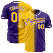 Load image into Gallery viewer, Custom Purple Yellow-White Authentic Gradient Fashion Baseball Jersey