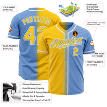 Load image into Gallery viewer, Custom Light Blue Yellow-White Authentic Gradient Fashion Baseball Jersey