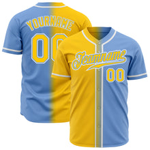 Load image into Gallery viewer, Custom Light Blue Yellow-White Authentic Gradient Fashion Baseball Jersey