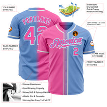 Load image into Gallery viewer, Custom Light Blue Pink-White Authentic Gradient Fashion Baseball Jersey