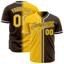 Load image into Gallery viewer, Custom Brown Yellow-White Authentic Gradient Fashion Baseball Jersey