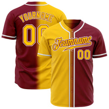 Load image into Gallery viewer, Custom Crimson Yellow-White Authentic Gradient Fashion Baseball Jersey