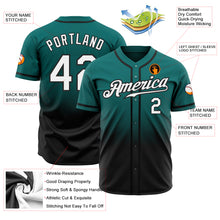 Load image into Gallery viewer, Custom Teal White-Black Authentic Fade Fashion Baseball Jersey