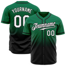 Load image into Gallery viewer, Custom Kelly Green White-Black Authentic Fade Fashion Baseball Jersey