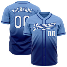Load image into Gallery viewer, Custom Light Blue White-Royal Authentic Fade Fashion Baseball Jersey