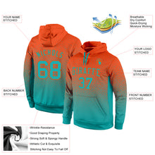 Load image into Gallery viewer, Custom Stitched Orange Aqua Fade Fashion Sports Pullover Sweatshirt Hoodie