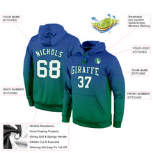 Load image into Gallery viewer, Custom Stitched Royal White-Kelly Green Fade Fashion Sports Pullover Sweatshirt Hoodie