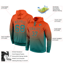 Load image into Gallery viewer, Custom Stitched Orange Aqua Fade Fashion Sports Pullover Sweatshirt Hoodie