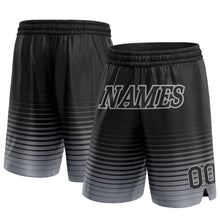 Load image into Gallery viewer, Custom Black Gray Pinstripe Fade Fashion Authentic Basketball Shorts