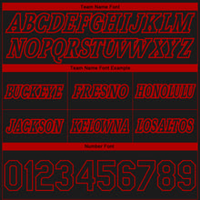 Load image into Gallery viewer, Custom Black Red Pinstripe Fade Fashion Authentic Basketball Shorts