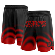 Load image into Gallery viewer, Custom Black Red Pinstripe Fade Fashion Authentic Basketball Shorts
