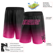 Load image into Gallery viewer, Custom Black Pink Pinstripe Fade Fashion Authentic Basketball Shorts