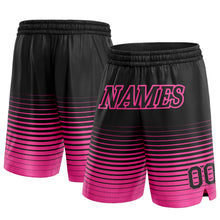 Load image into Gallery viewer, Custom Black Pink Pinstripe Fade Fashion Authentic Basketball Shorts