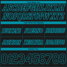 Load image into Gallery viewer, Custom Black Teal Pinstripe Fade Fashion Authentic Basketball Shorts