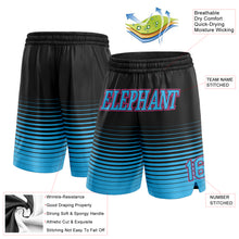 Load image into Gallery viewer, Custom Black Sky Blue-Pink Pinstripe Fade Fashion Authentic Basketball Shorts