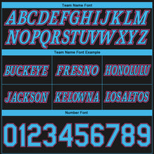 Load image into Gallery viewer, Custom Black Sky Blue-Pink Pinstripe Fade Fashion Authentic Basketball Shorts