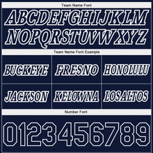 Load image into Gallery viewer, Custom Navy White Pinstripe Fade Fashion Authentic Basketball Shorts