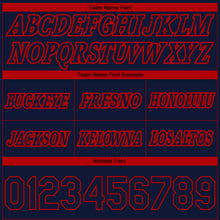 Load image into Gallery viewer, Custom Navy Red Pinstripe Fade Fashion Authentic Basketball Shorts