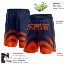 Load image into Gallery viewer, Custom Navy Orange Pinstripe Fade Fashion Authentic Basketball Shorts