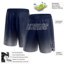Load image into Gallery viewer, Custom Navy Gray Pinstripe Fade Fashion Authentic Basketball Shorts
