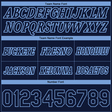 Load image into Gallery viewer, Custom Navy Light Blue Pinstripe Fade Fashion Authentic Basketball Shorts