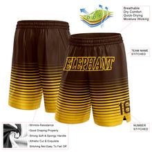 Load image into Gallery viewer, Custom Brown Yellow Pinstripe Fade Fashion Authentic Basketball Shorts