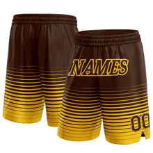Load image into Gallery viewer, Custom Brown Yellow Pinstripe Fade Fashion Authentic Basketball Shorts