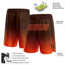 Load image into Gallery viewer, Custom Brown Orange Pinstripe Fade Fashion Authentic Basketball Shorts