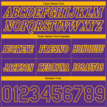 Load image into Gallery viewer, Custom Purple Gold Pinstripe Fade Fashion Authentic Basketball Shorts