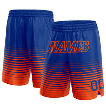 Load image into Gallery viewer, Custom Royal Orange Pinstripe Fade Fashion Authentic Basketball Shorts