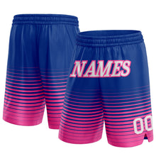 Load image into Gallery viewer, Custom Royal White-Pink Pinstripe Fade Fashion Authentic Basketball Shorts