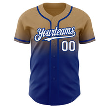 Load image into Gallery viewer, Custom Old Gold White-Royal Authentic Fade Fashion Baseball Jersey