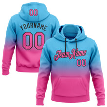 Load image into Gallery viewer, Custom Stitched Sky Blue Pink-Black Fade Fashion Sports Pullover Sweatshirt Hoodie